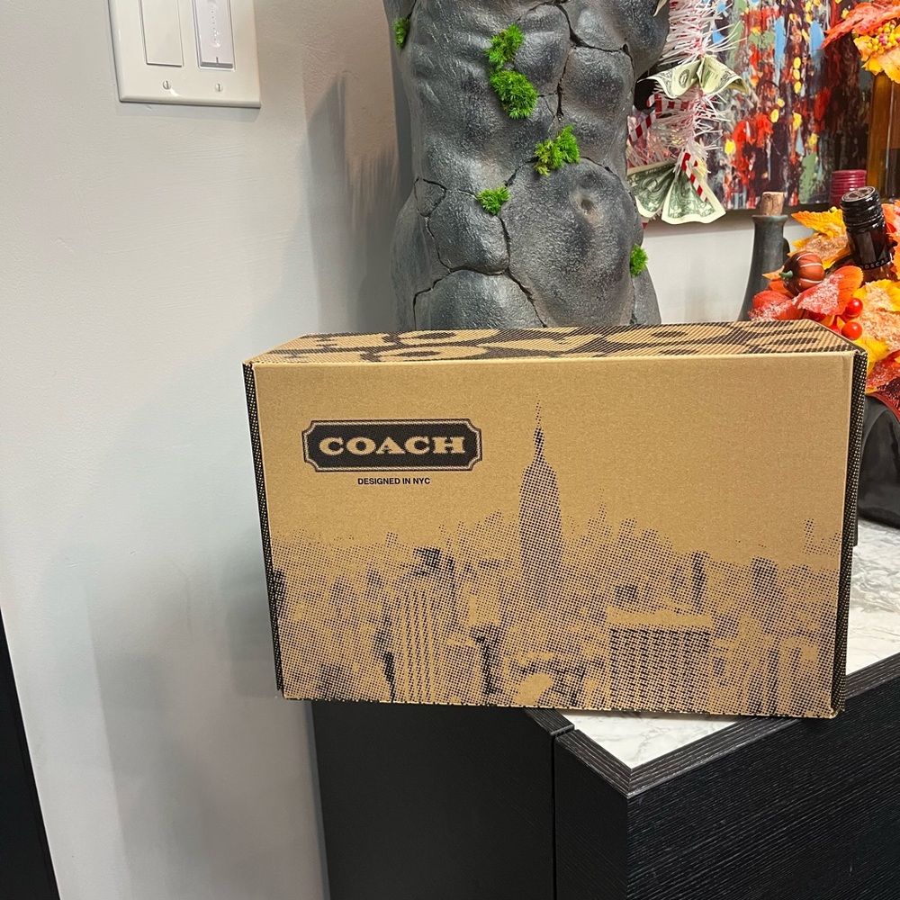 Coach Tan and Black Cityscape Organizer